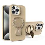 For iPhone 15 Pro Y-shape Holder MagSafe Rugged Shockproof Phone Case(Desert Gold)