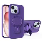 For iPhone 15 Plus Y-shape Holder MagSafe Rugged Shockproof Phone Case(Deep Purple)