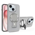 For iPhone 15 Plus Y-shape Holder MagSafe Rugged Shockproof Phone Case(Grey)