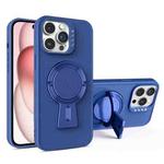 For iPhone 15 Y-shape Holder MagSafe Rugged Shockproof Phone Case(Royal Blue)