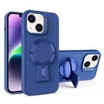 For iPhone 14 Plus Y-shape Holder MagSafe Rugged Shockproof Phone Case(Royal Blue)