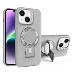 For iPhone 14 Plus Y-shape Holder MagSafe Rugged Shockproof Phone Case(Grey)