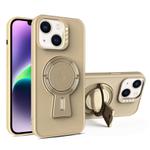 For iPhone 14 Plus Y-shape Holder MagSafe Rugged Shockproof Phone Case(Desert Gold)
