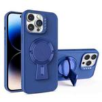 For iPhone 14 Pro Max Y-shape Holder MagSafe Rugged Shockproof Phone Case(Royal Blue)