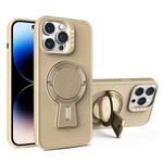 For iPhone 14 Pro Max Y-shape Holder MagSafe Rugged Shockproof Phone Case(Desert Gold)