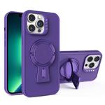 For iPhone 13 Pro Max Y-shape Holder MagSafe Rugged Shockproof Phone Case(Deep Purple)