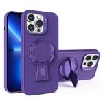 For iPhone 13 Pro Y-shape Holder MagSafe Rugged Shockproof Phone Case(Deep Purple)