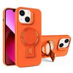 For iPhone 13 Y-shape Holder MagSafe Rugged Shockproof Phone Case(Orange)