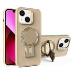 For iPhone 13 Y-shape Holder MagSafe Rugged Shockproof Phone Case(Desert Gold)