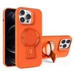 For iPhone 12 Pro Y-shape Holder MagSafe Rugged Shockproof Phone Case(Orange)