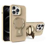 For iPhone 12 Pro Y-shape Holder MagSafe Rugged Shockproof Phone Case(Desert Gold)