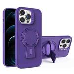For iPhone 12 Pro Max Y-shape Holder MagSafe Rugged Shockproof Phone Case(Deep Purple)