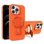 For iPhone 12 Pro Max Y-shape Holder MagSafe Rugged Shockproof Phone Case(Orange)