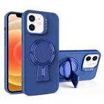 For iPhone 12 Y-shape Holder MagSafe Rugged Shockproof Phone Case(Royal Blue)