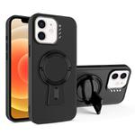 For iPhone 12 Y-shape Holder MagSafe Rugged Shockproof Phone Case(Black)