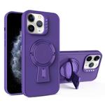 For iPhone 11 Pro Max Y-shape Holder MagSafe Rugged Shockproof Phone Case(Deep Purple)