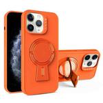 For iPhone 11 Pro Max Y-shape Holder MagSafe Rugged Shockproof Phone Case(Orange)