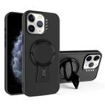 For iPhone 11 Pro Max Y-shape Holder MagSafe Rugged Shockproof Phone Case(Black)