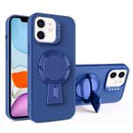 For iPhone 11 Y-shape Holder MagSafe Rugged Shockproof Phone Case(Royal Blue)