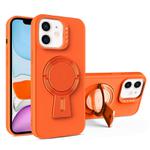 For iPhone 11 Y-shape Holder MagSafe Rugged Shockproof Phone Case(Orange)