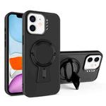 For iPhone 11 Y-shape Holder MagSafe Rugged Shockproof Phone Case(Black)