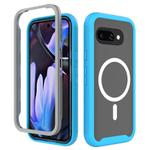 For Google Pixel 9a Starry Sky Solid Color MagSafe TPU Clear PC Phone Case(Sky Blue)