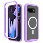 For Google Pixel 9a Starry Sky Solid Color MagSafe TPU Clear PC Phone Case(Purple)