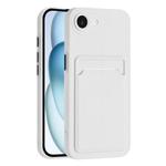 For iPhone 16e Skin Feel Card Contrast Color Button TPU Phone Case(White)