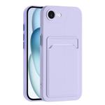 For iPhone 16e Skin Feel Card Contrast Color Button TPU Phone Case(Purple)