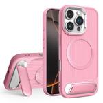 For iPhone 16 Pro Max Vertical Lines Invisible Flat Holder MagSafe Phone Case(Pink)