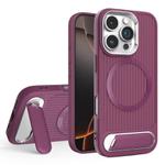 For iPhone 16 Pro Max Vertical Lines Invisible Flat Holder MagSafe Phone Case(Wine Red)