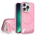 For iPhone 13 Pro Max Vertical Lines Invisible Flat Holder MagSafe Phone Case(Pink)