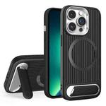 For iPhone 13 Pro Max Vertical Lines Invisible Flat Holder MagSafe Phone Case(Black)