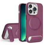 For iPhone 13 Pro Max Vertical Lines Invisible Flat Holder MagSafe Phone Case(Wine Red)