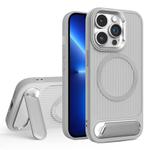 For iPhone 13 Pro Vertical Lines Invisible Flat Holder MagSafe Phone Case(Grey)