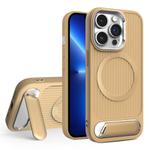 For iPhone 13 Pro Vertical Lines Invisible Flat Holder MagSafe Phone Case(Gold)