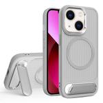 For iPhone 13 Vertical Lines Invisible Flat Holder MagSafe Phone Case(Grey)