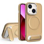 For iPhone 13 Vertical Lines Invisible Flat Holder MagSafe Phone Case(Gold)