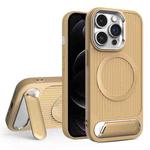For iPhone 12 Pro Vertical Lines Invisible Flat Holder MagSafe Phone Case(Gold)