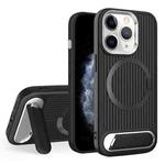 For iPhone 11 Pro Max Vertical Lines Invisible Flat Holder MagSafe Phone Case(Black)