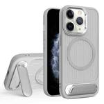 For iPhone 11 Pro Max Vertical Lines Invisible Flat Holder MagSafe Phone Case(Grey)
