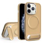 For iPhone 11 Pro Max Vertical Lines Invisible Flat Holder MagSafe Phone Case(Gold)