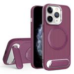 For iPhone 11 Pro Max Vertical Lines Invisible Flat Holder MagSafe Phone Case(Wine Red)