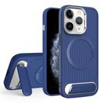 For iPhone 11 Pro Max Vertical Lines Invisible Flat Holder MagSafe Phone Case(Blue)