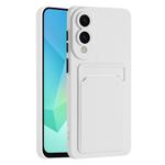 For Samsung Galaxy S25 Edge 5G Skin Feel Card Contrast Color Button TPU Phone Case(White)