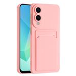 For Samsung Galaxy S25 Edge 5G Skin Feel Card Contrast Color Button TPU Phone Case(Pink)