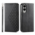 For Samsung Galaxy S25 Edge 5G Cubic Grid Calf Texture Magnetic Leather Phone Case(Black)