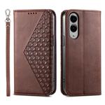 For Samsung Galaxy S25 Edge 5G Cubic Grid Calf Texture Magnetic Leather Phone Case(Brown)
