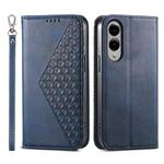For Samsung Galaxy S25 Edge 5G Cubic Grid Calf Texture Magnetic Leather Phone Case(Blue)