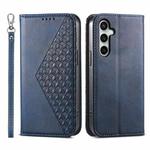 For Samsung Galaxy S25 FE 5G Cubic Grid Calf Texture Magnetic Leather Phone Case(Blue)